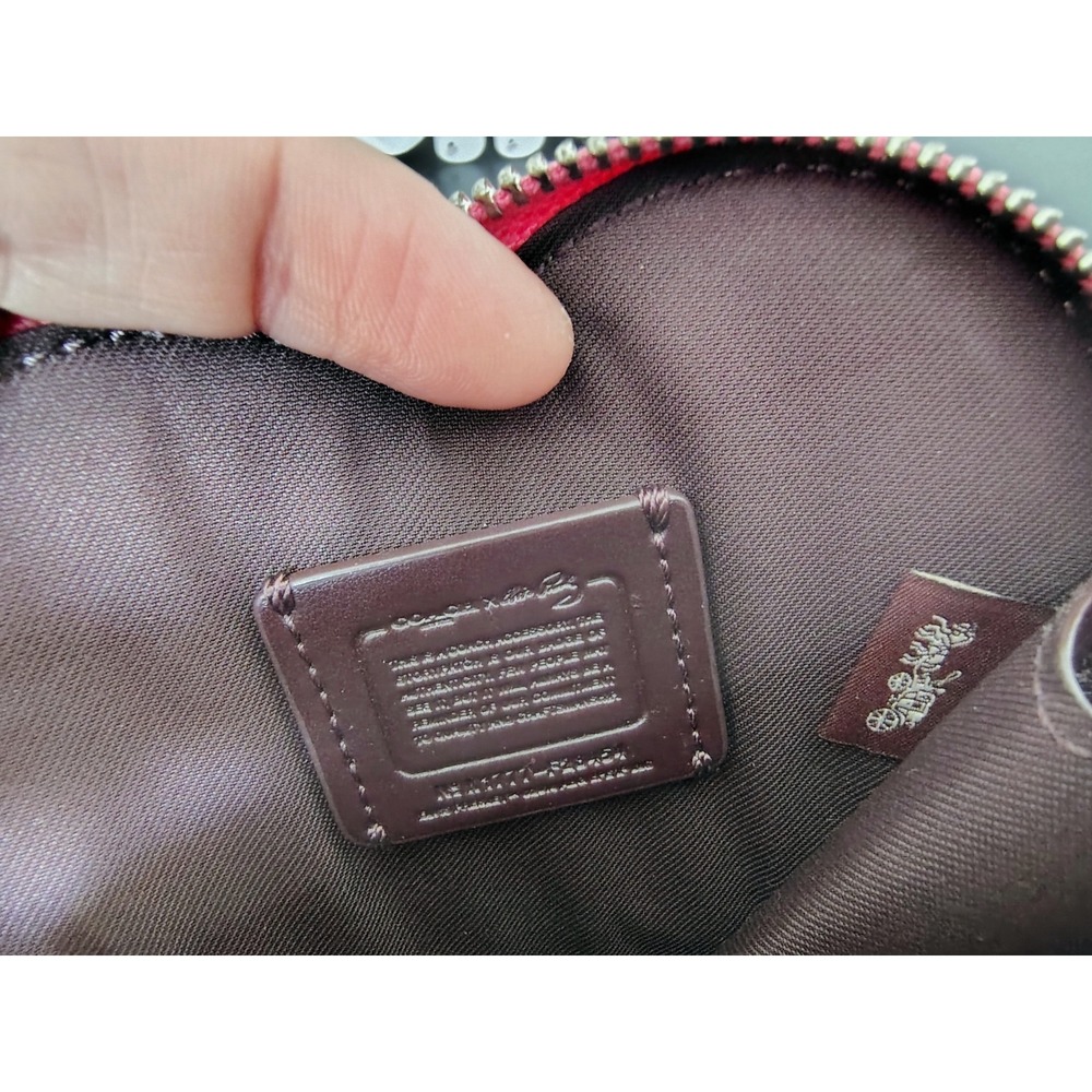 Coach Elvis Presley Love Me Tender Heart Coin Purse Leather Floral Rare 2016 - Picture 11 of 12